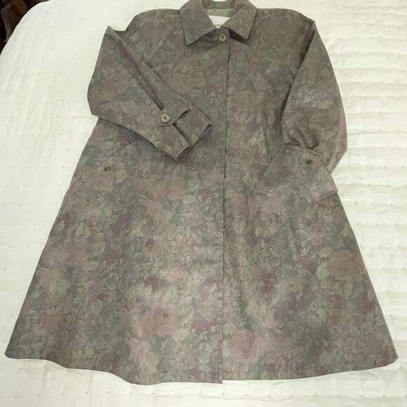 VTG London Fog Raincoat Women's 10 Dusty Floral Print Trench Coat Classic 80's - Picture 5 of 14